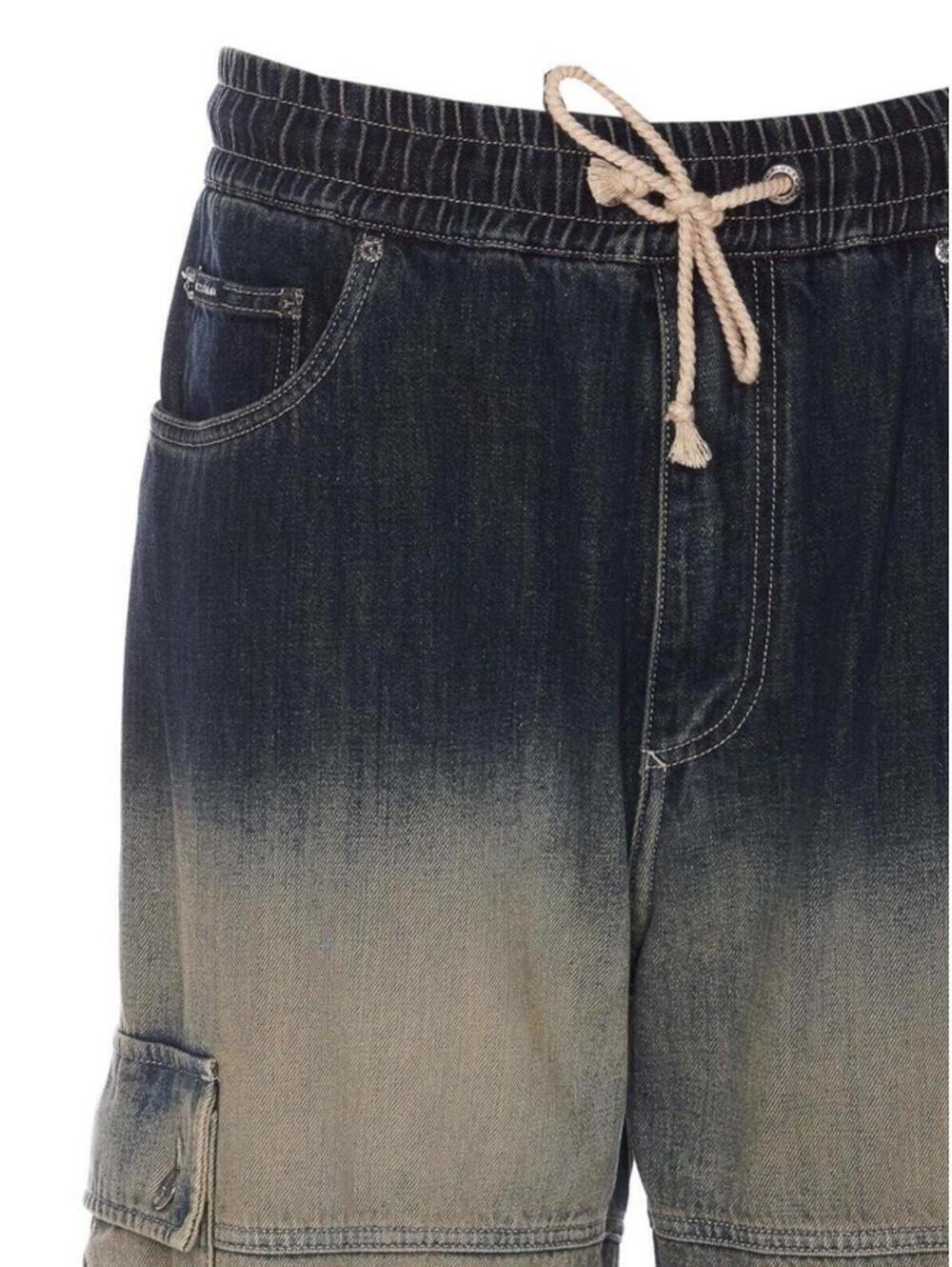 $1275 Dolce & Gabbana Washed Drawstring Cargo Beige/Dark Blue Jeans Size 52 - Picture 5 of 13
